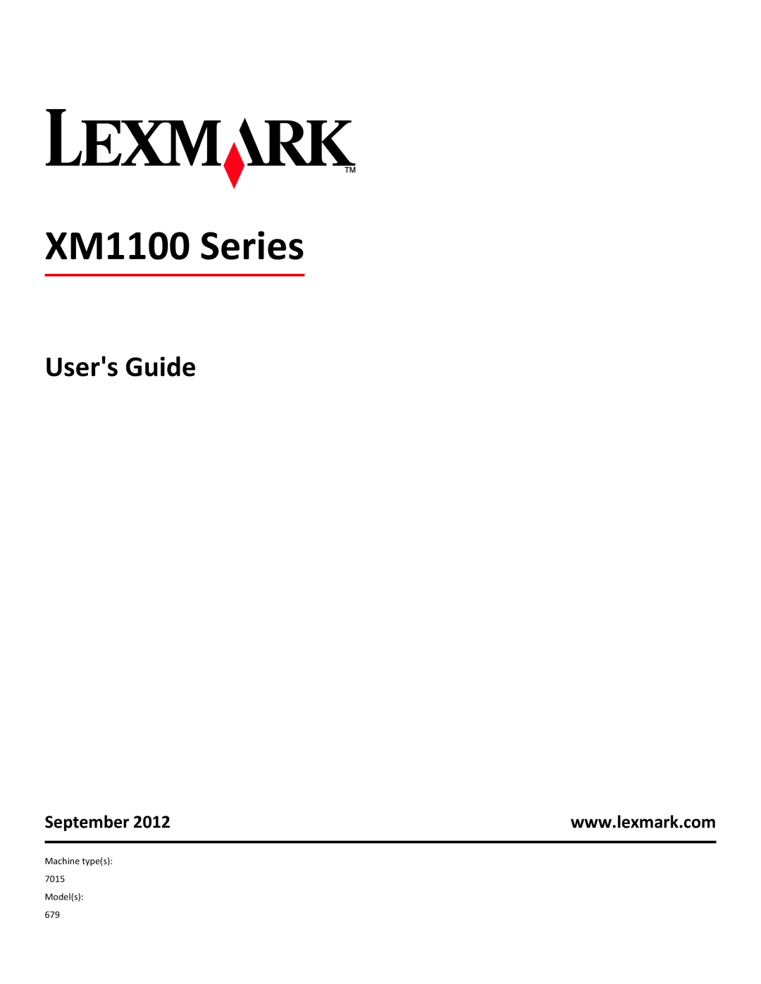 Lexmark XM1100 Series manual Users Guide, September 