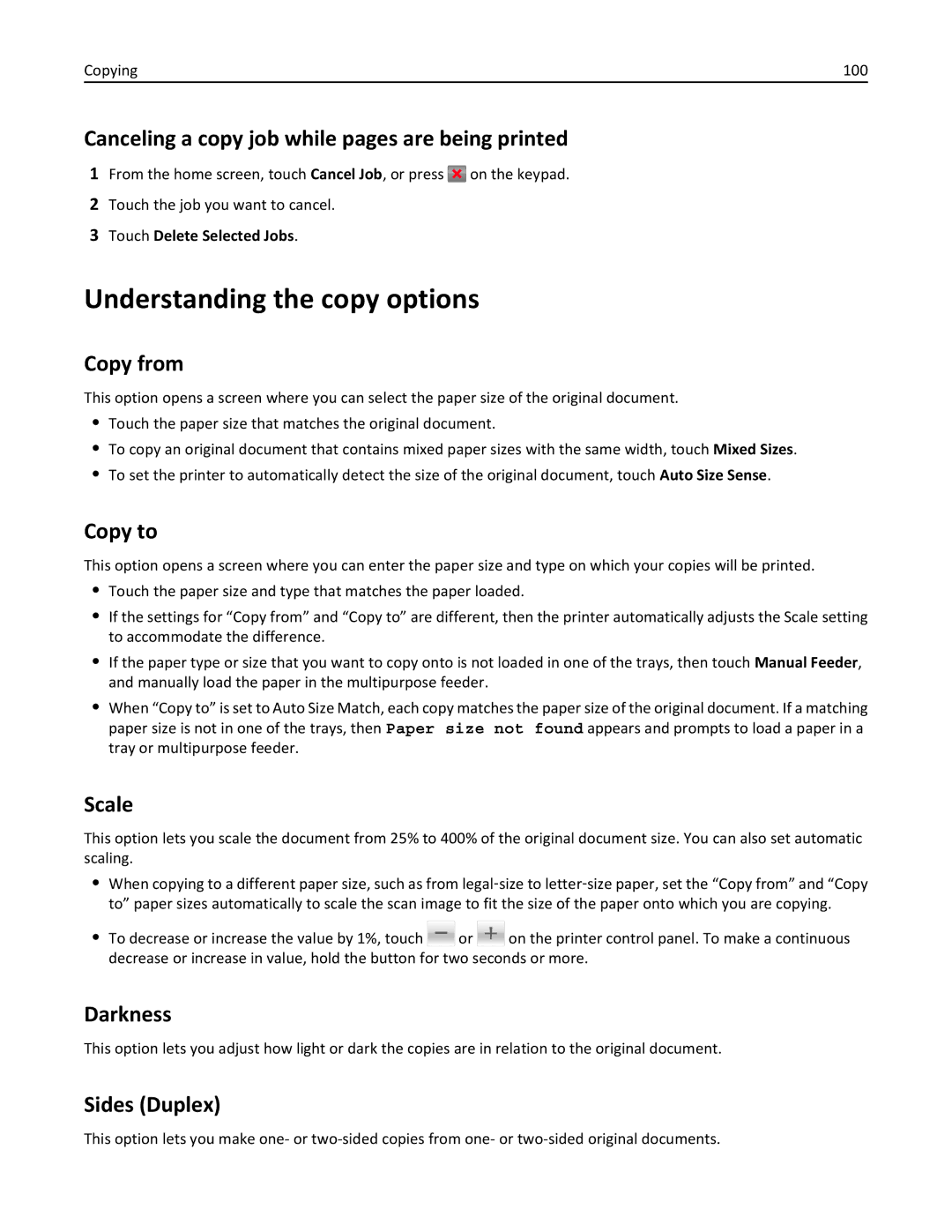 Lexmark XM3100 manual Understanding the copy options 