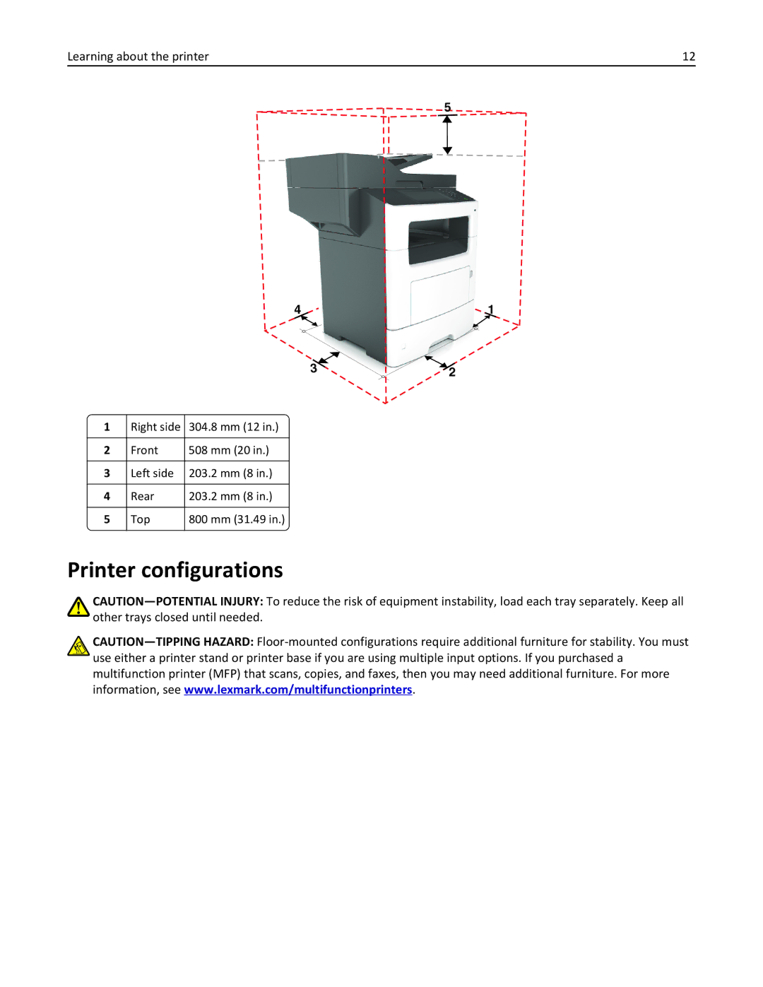 Lexmark XM3100 manual Printer configurations 