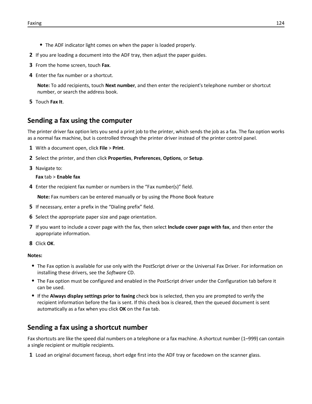 Lexmark XM3100 manual Sending a fax using the computer, Sending a fax using a shortcut number, Fax tab Enable fax 