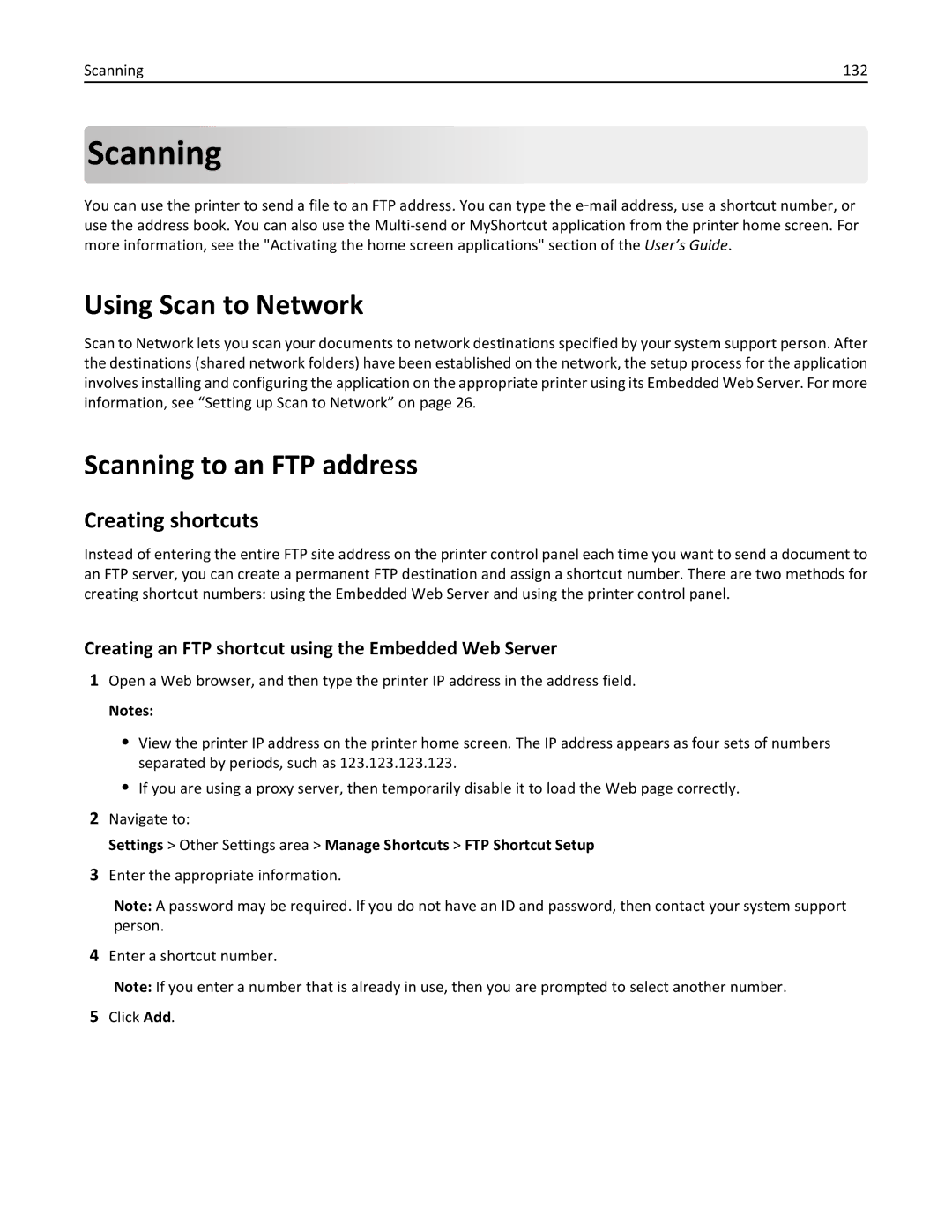 Lexmark XM3100 manual Using Scan to Network, Scanning to an FTP address, Creating shortcuts 