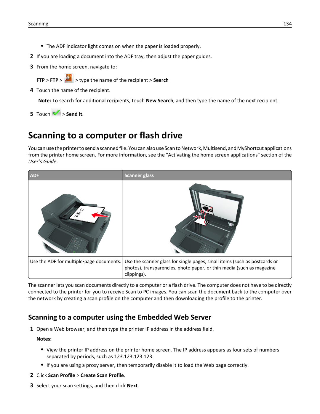 Lexmark XM3100 manual Scanning to a computer or flash drive, Scanning to a computer using the Embedded Web Server 