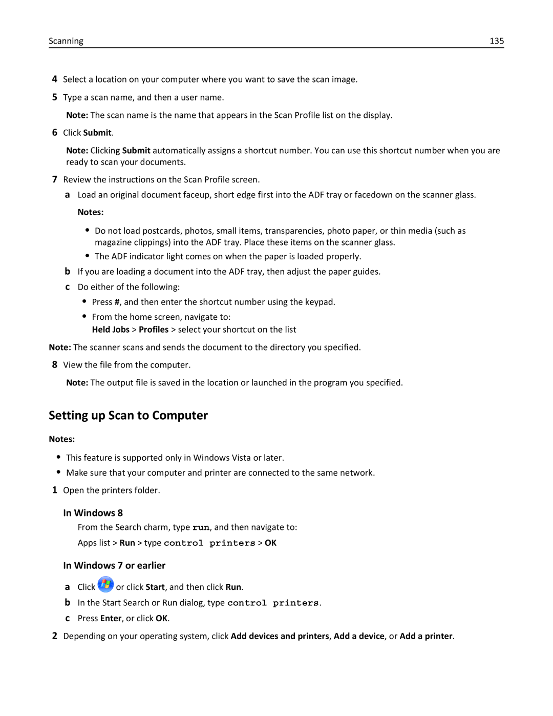 Lexmark XM3100 manual Setting up Scan to Computer, Windows 