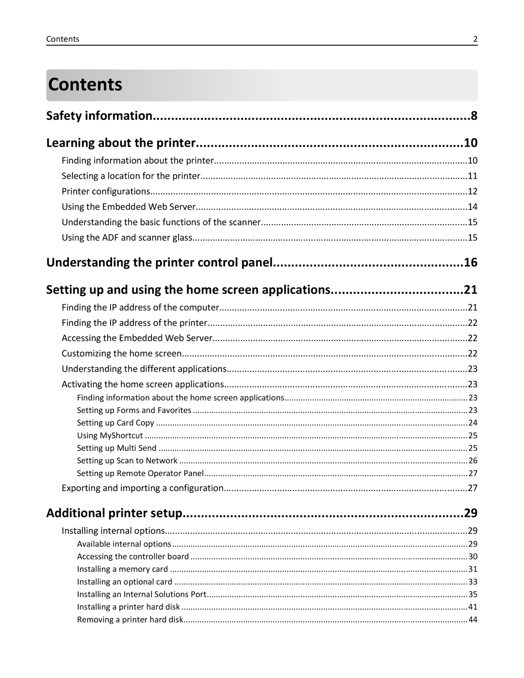 Lexmark XM3100 manual Contents 