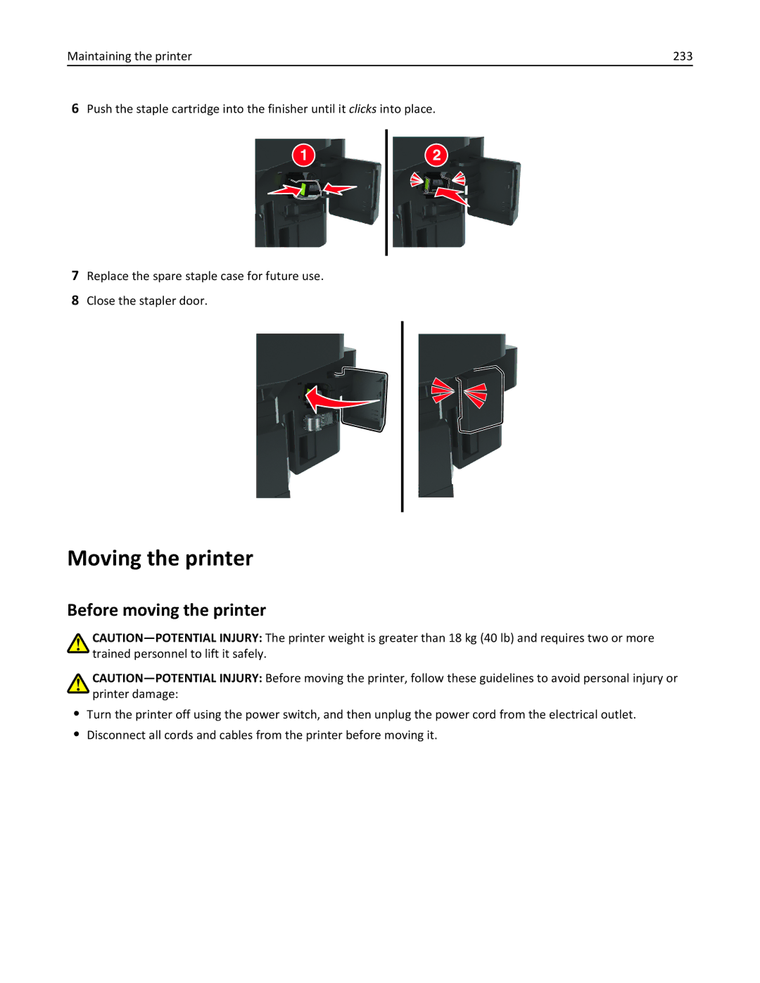 Lexmark XM3100 manual Moving the printer, Before moving the printer 