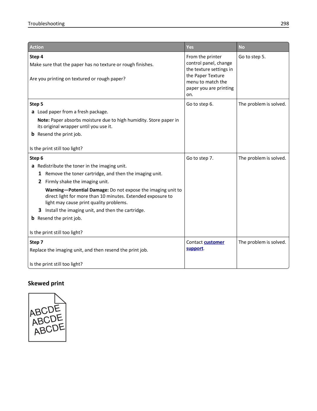 Lexmark XM3100 manual Skewed print, Troubleshooting 298 