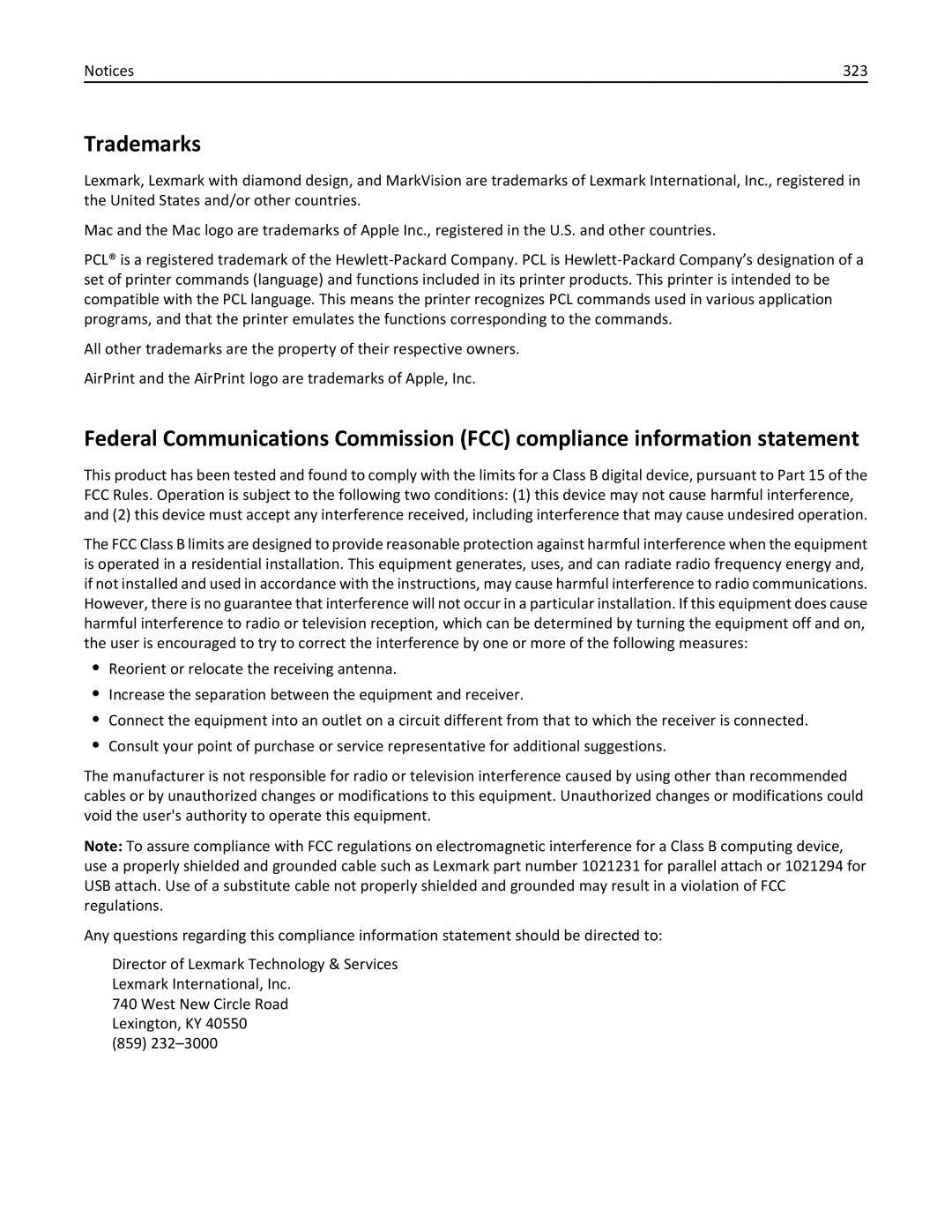 Lexmark XM3100 manual Trademarks, 323 