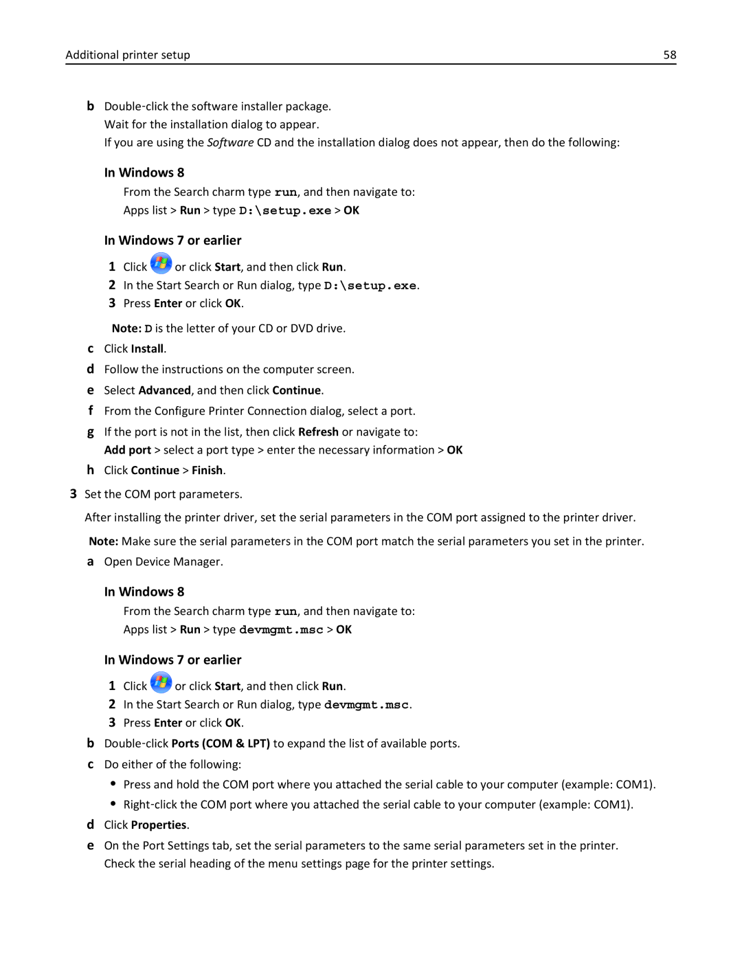 Lexmark XM3100 manual Click Continue Finish, Click Properties 