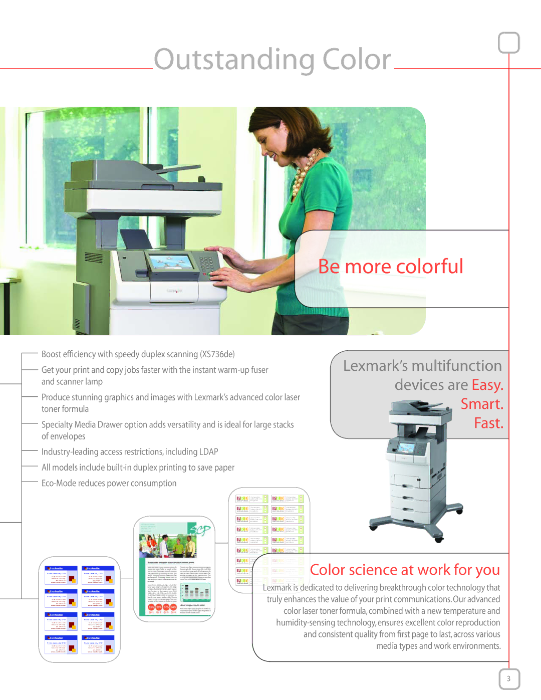 Lexmark XS736de, XS734de, High performance color MFP manual Outstanding Color, Be more colorful 