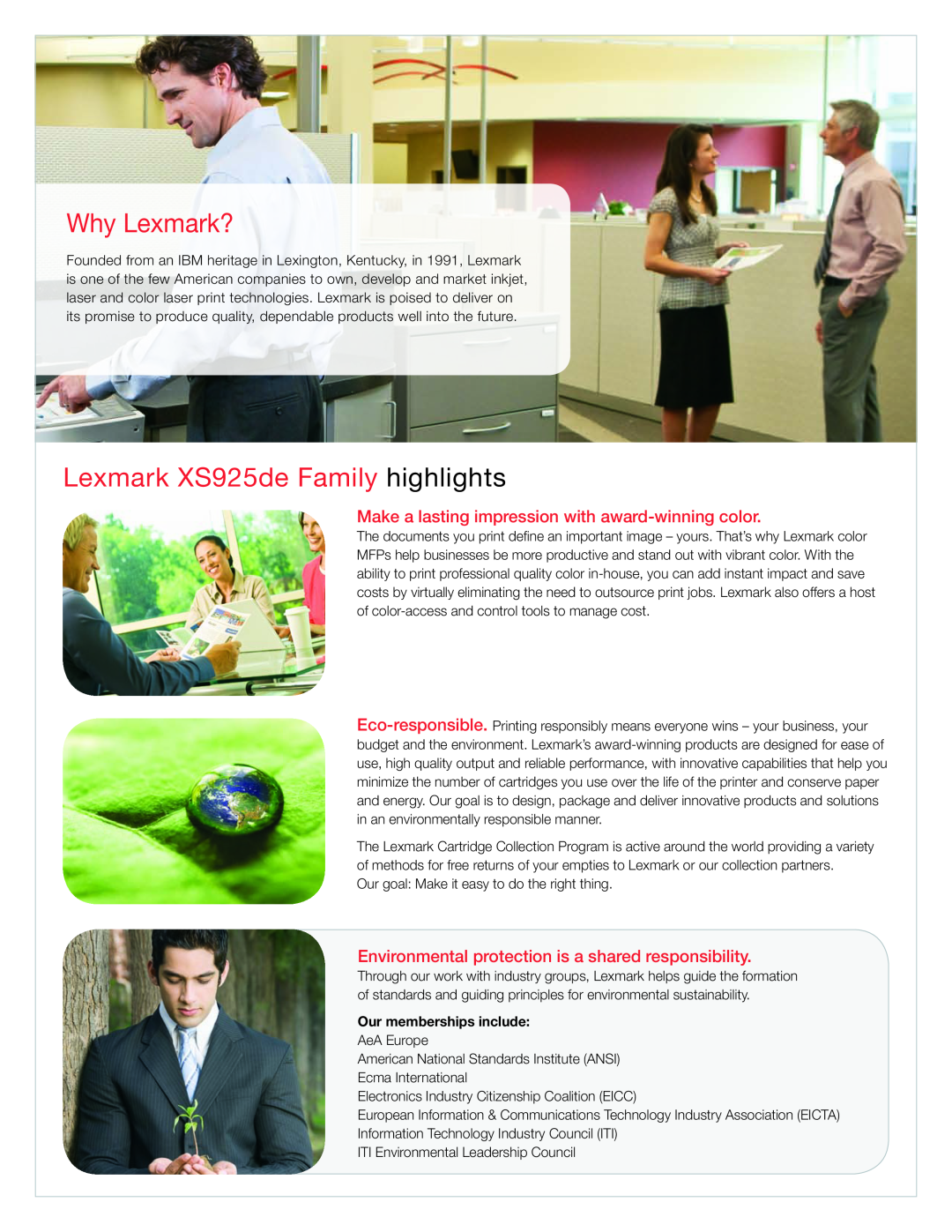 Lexmark Color MFP Why Lexmark?, Lexmark XS925de Family highlights, Make a lasting impression with award-winningcolor 