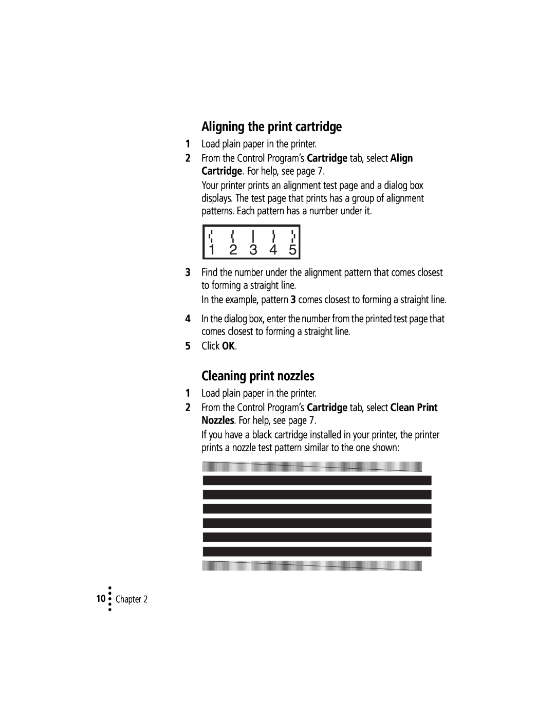 Lexmark Z12 manual Aligning the print cartridge, Cleaning print nozzles, Chapter 