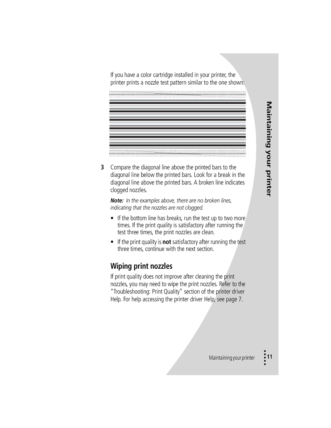 Lexmark Z12 manual Maintaining your printer, Wiping print nozzles 