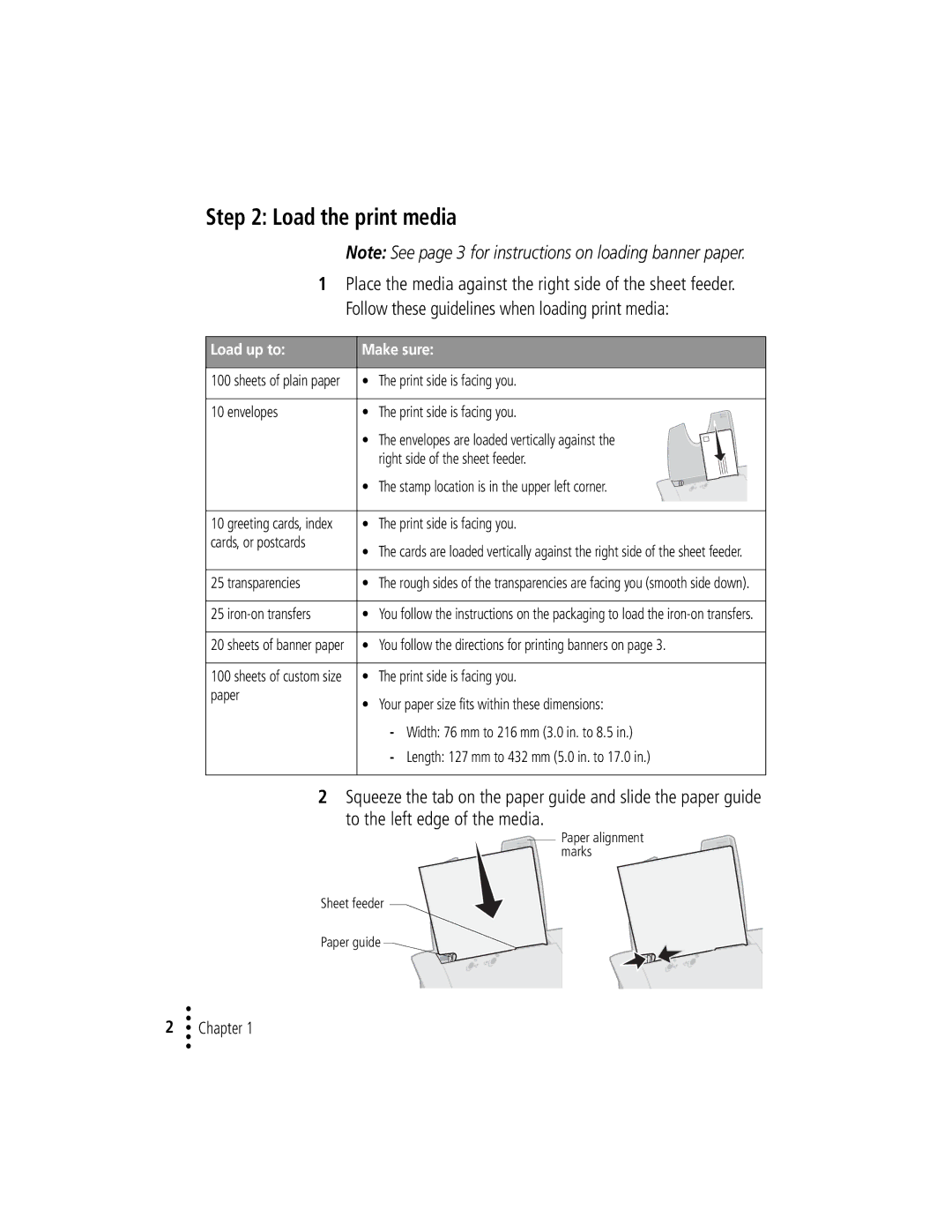 Lexmark Z12 manual Load the print media, To the left edge of the media 