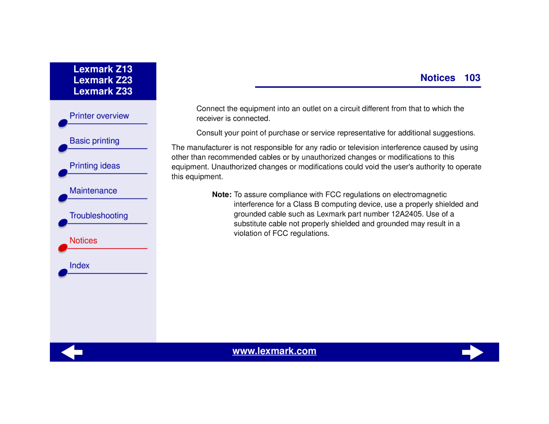 Lexmark Z13, Z23, Z33 manual Lexmark Z13 Lexmark Z23 Lexmark Z33 