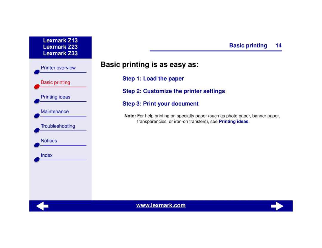 Lexmark Z13, Z23, Z33 manual Basic printing is as easy as 