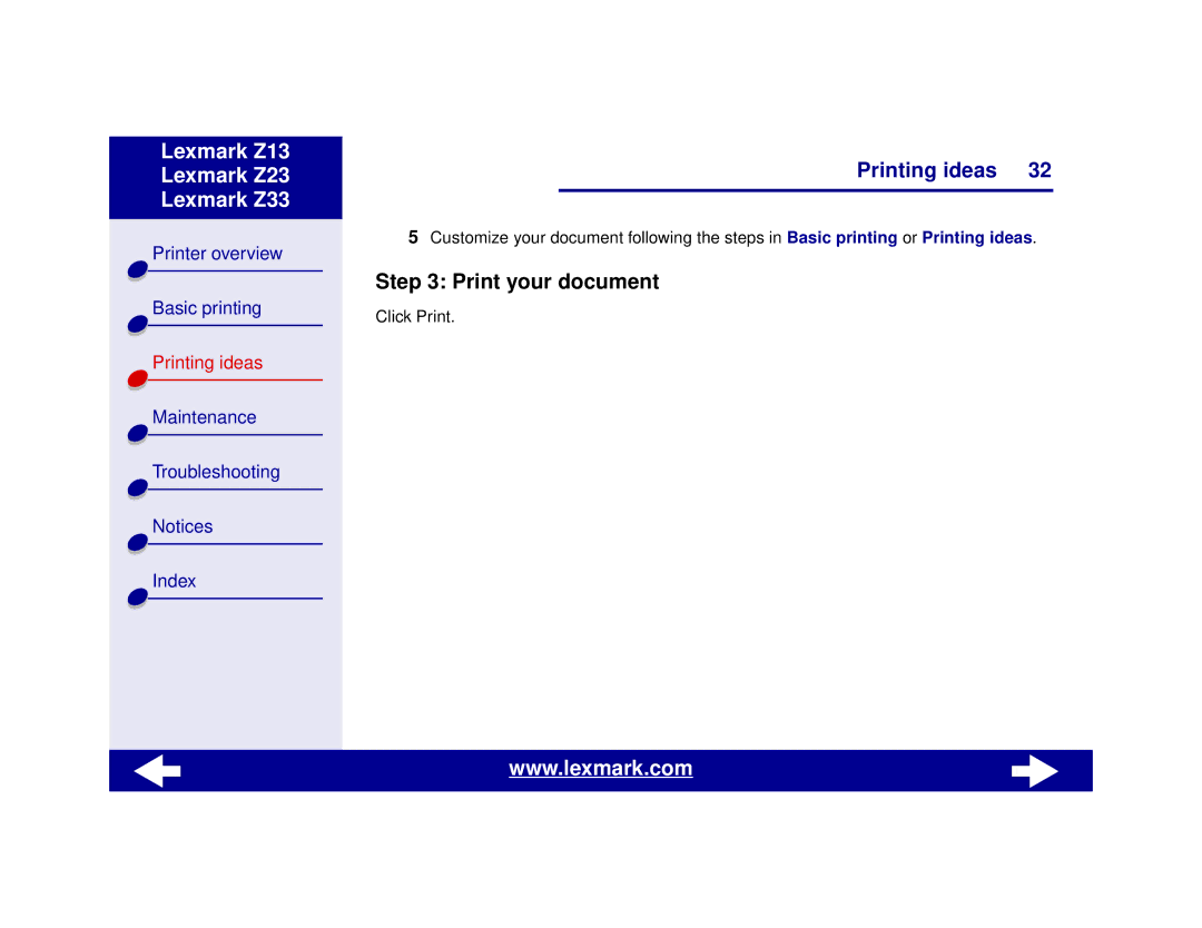 Lexmark Z13, Z23, Z33 manual Print your document 