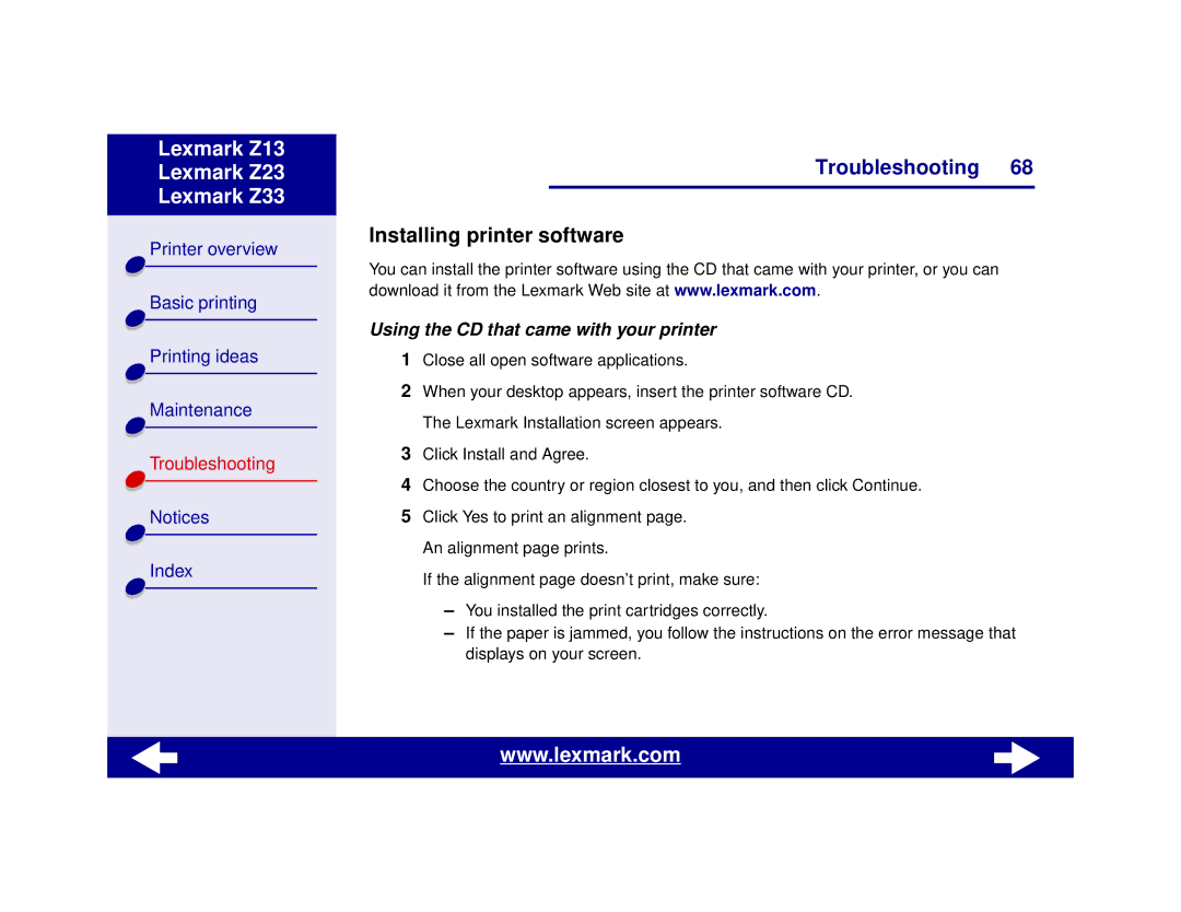 Lexmark Z13, Z23, Z33 manual Lexmark Z13 Lexmark Z23 Lexmark Z33 