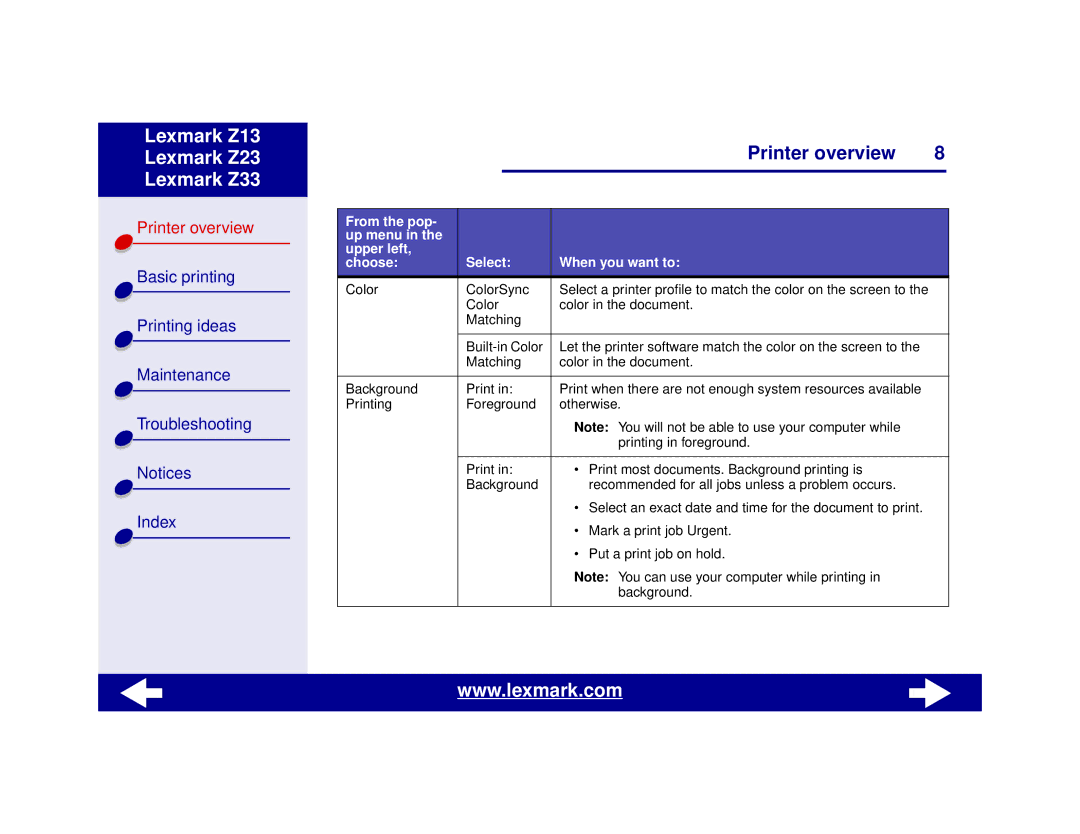 Lexmark Z13, Z23, Z33 manual Lexmark Z13 Lexmark Z23 Lexmark Z33 