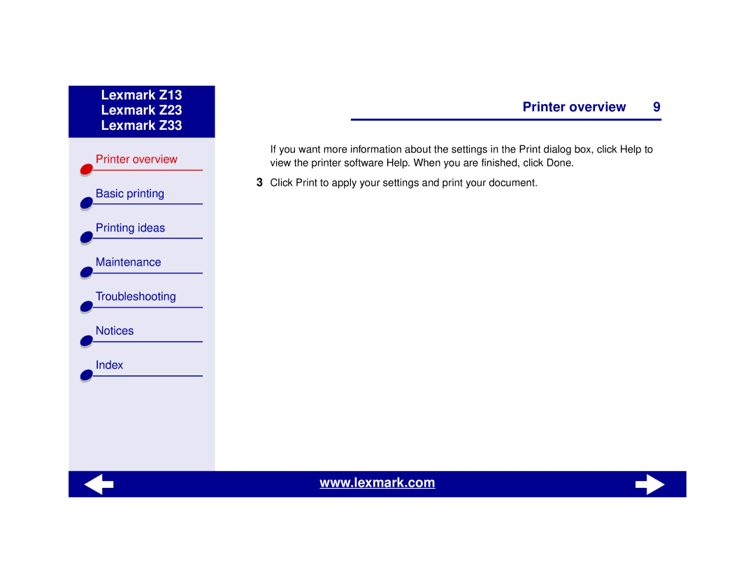 Lexmark Z13, Z23, Z33 manual Lexmark Z13 Lexmark Z23 Lexmark Z33 