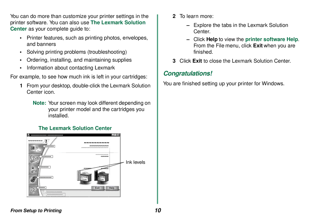 Lexmark Z23, Z33, Z13 manual Congratulations 