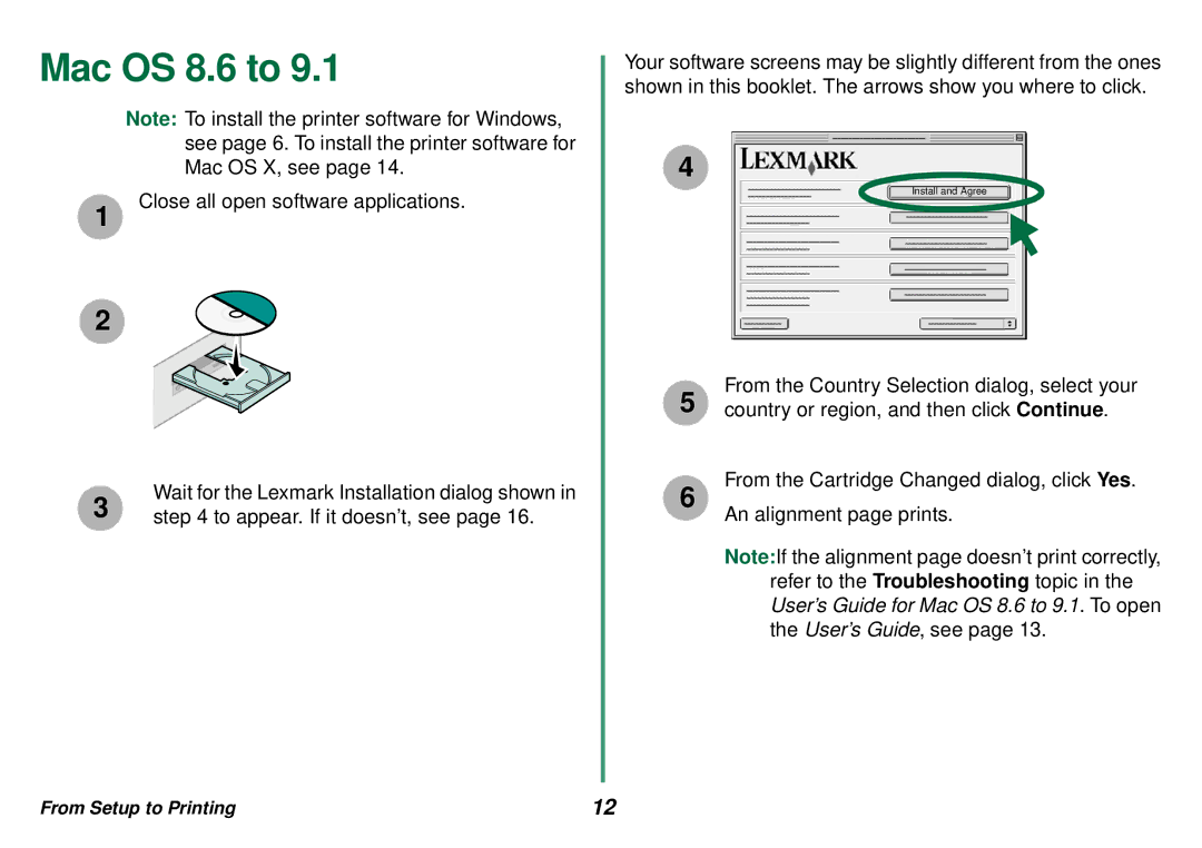 Lexmark Z13, Z23, Z33 manual Mac OS 8.6 to 