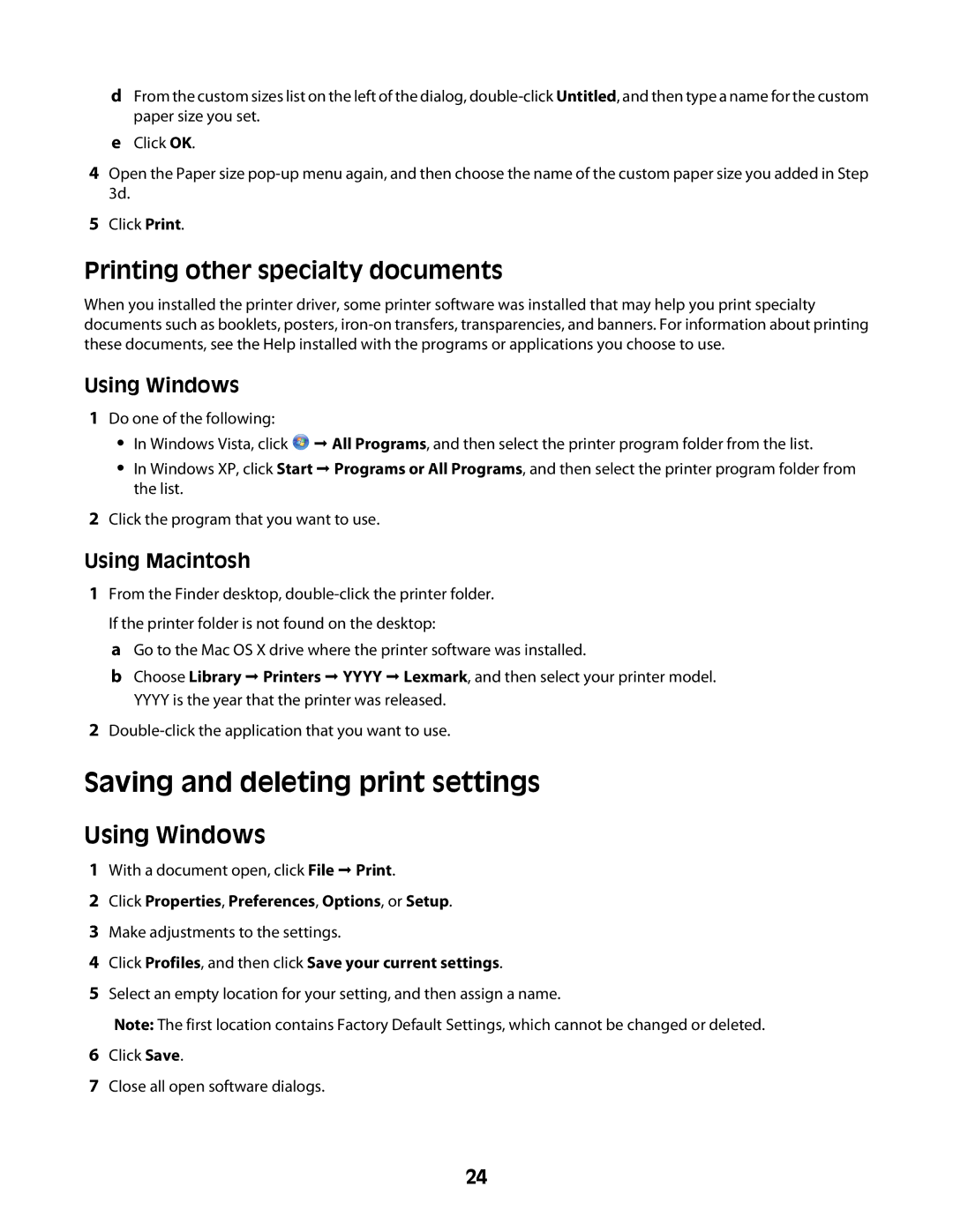 Lexmark Z2300 manual Printing other specialty documents 