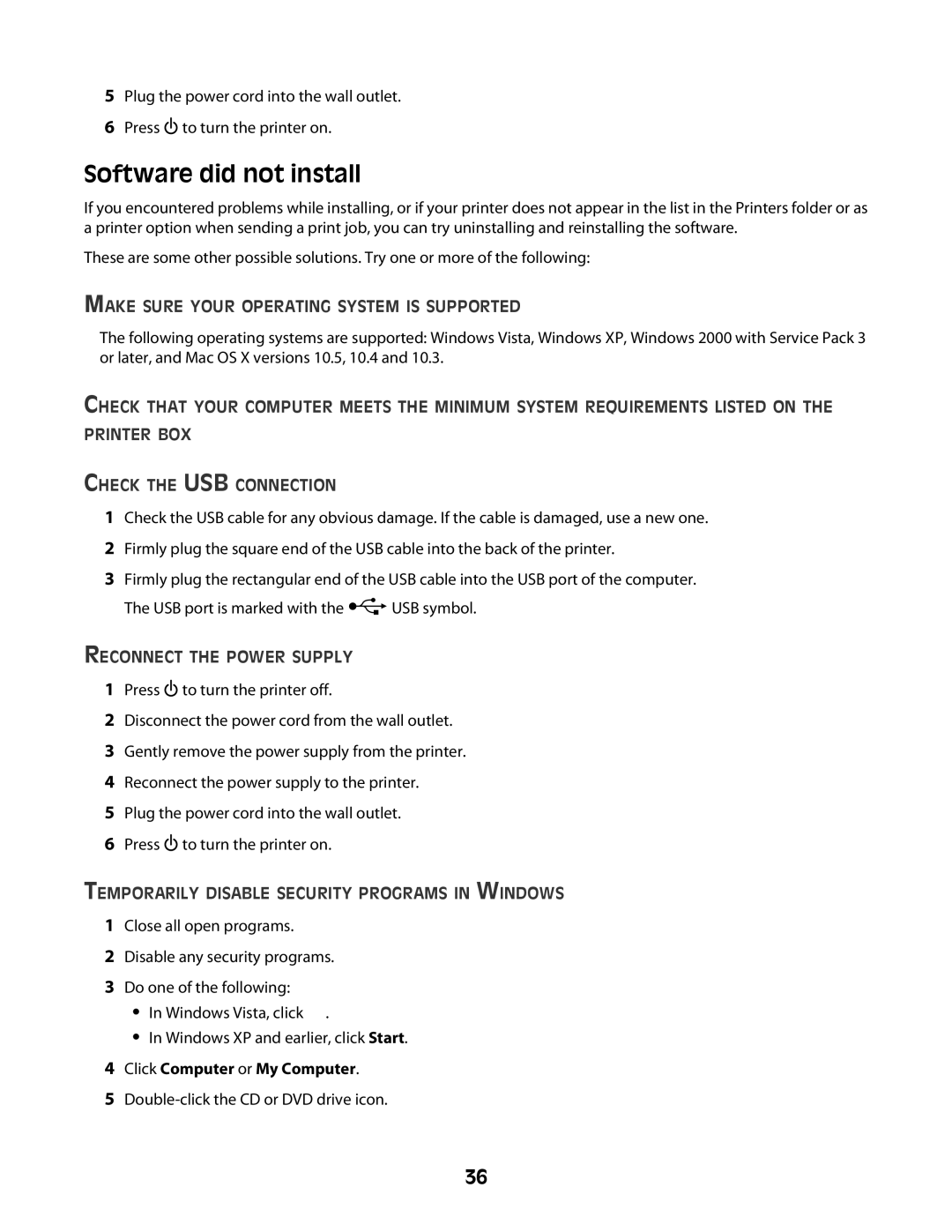 Lexmark Z2300 manual Software did not install, Click Computer or My Computer 