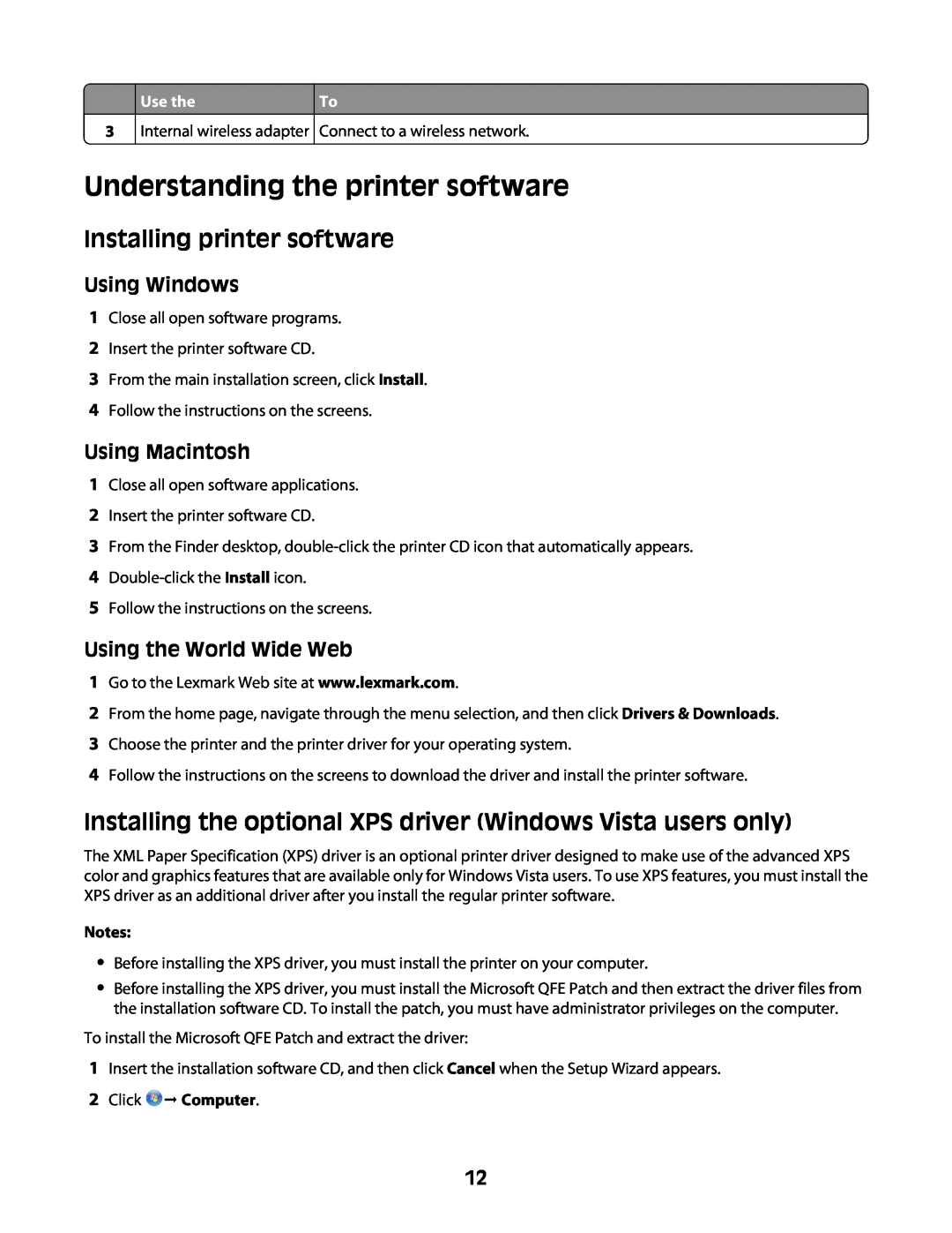 Lexmark Z2400 Series manual Understanding the printer software, Installing printer software, Using Windows, Using Macintosh 