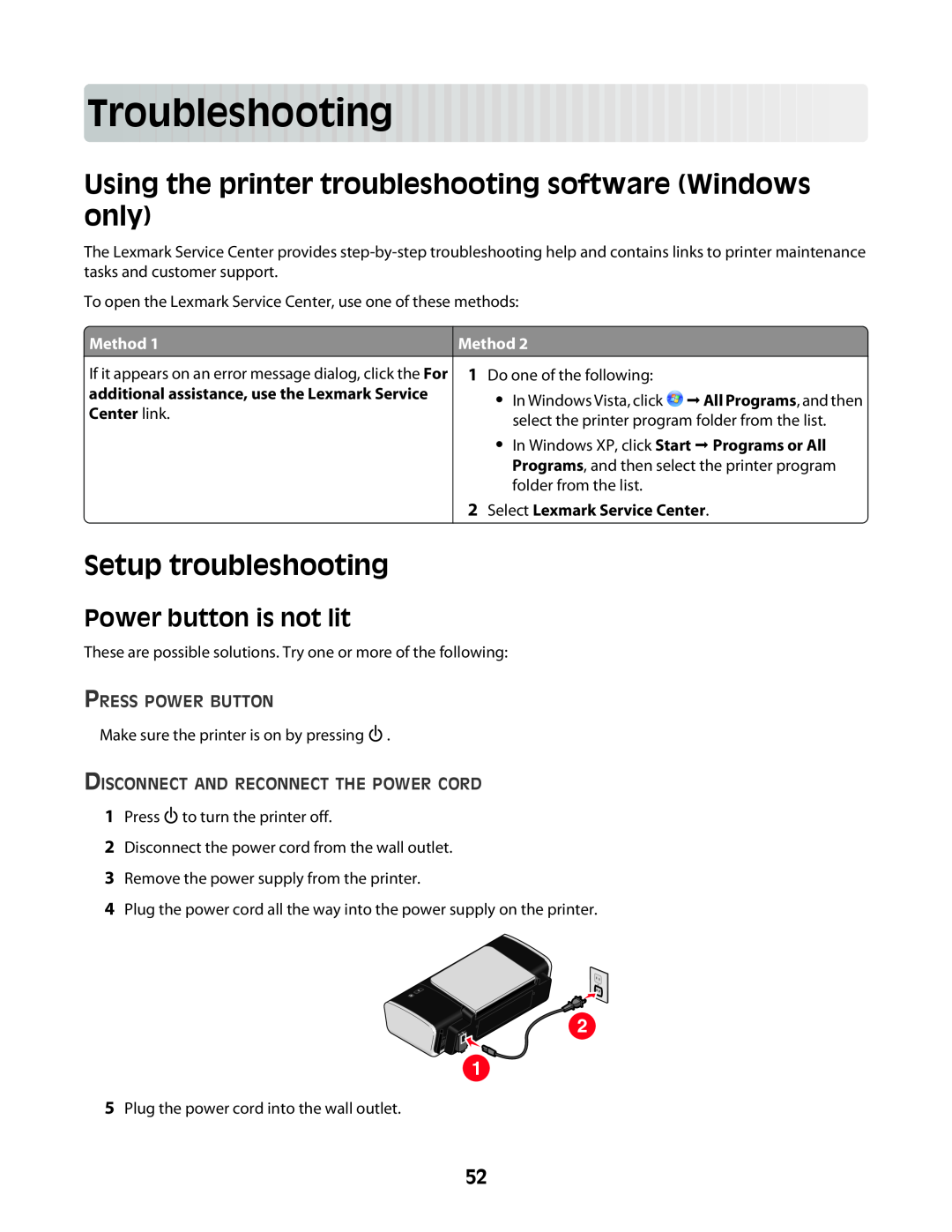 Lexmark Z2400 Series manual Troubleshooting, Using the printer troubleshooting software Windows only, Setup troubleshooting 