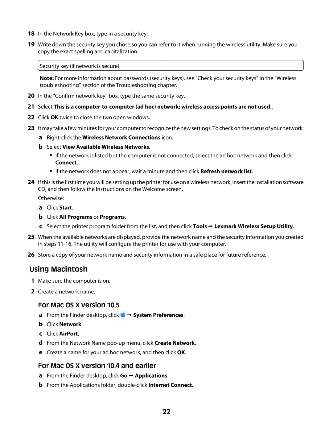 Lexmark Z2400 Series manual For Mac OS X version 10.4 and earlier, Select View Available Wireless Networks 