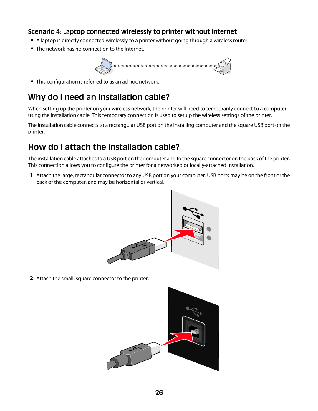 Lexmark Z2400 Series manual Why do I need an installation cable?, How do I attach the installation cable? 