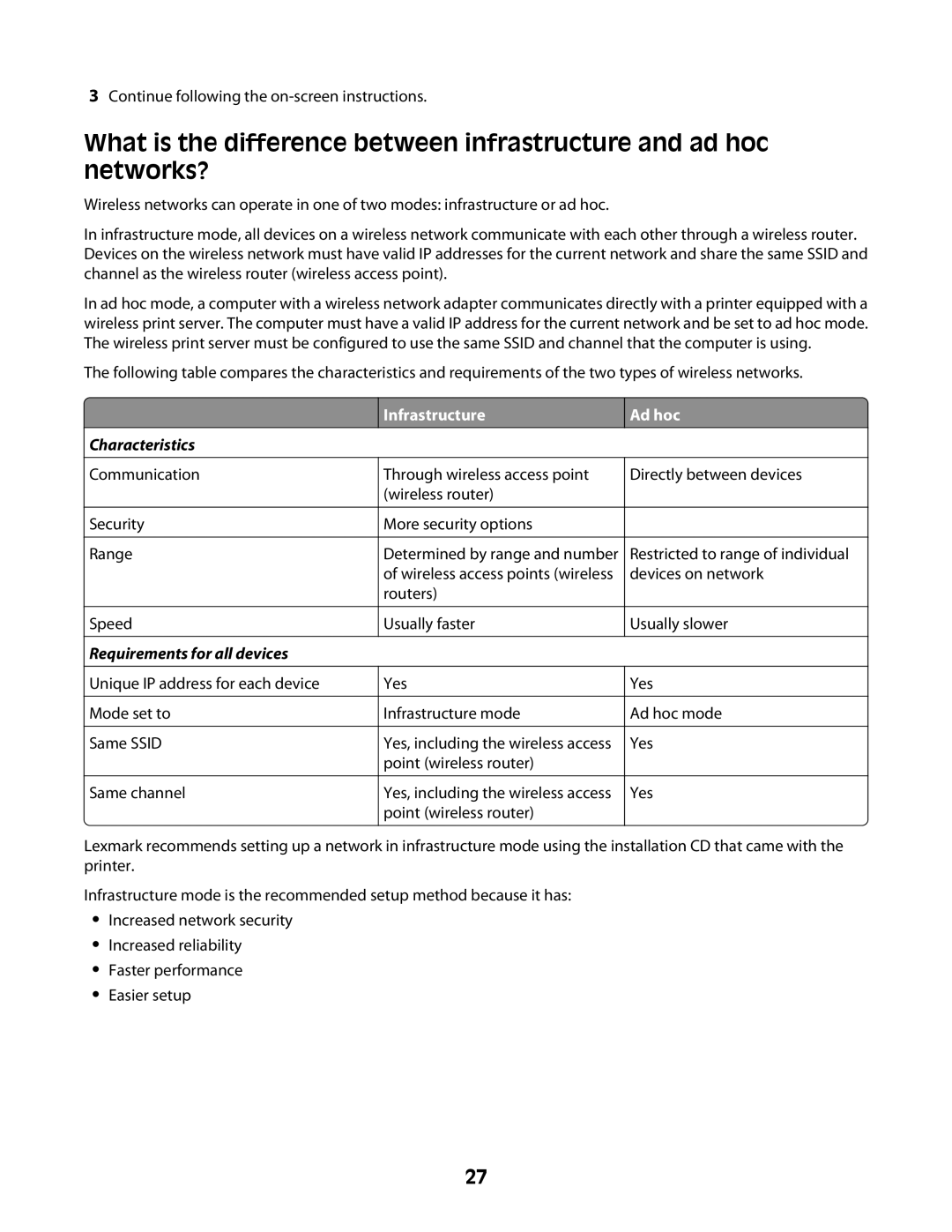 Lexmark Z2400 Series manual Characteristics 