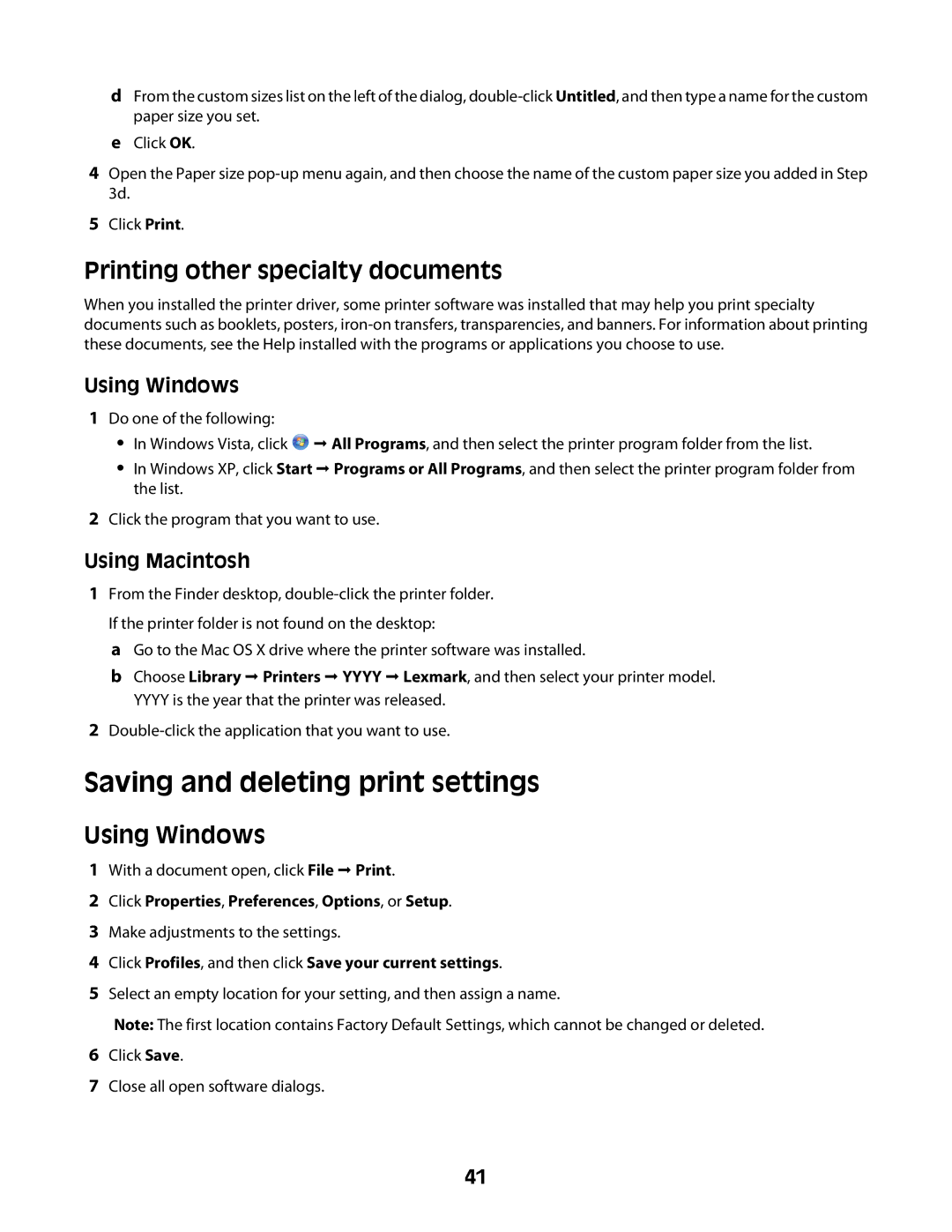 Lexmark Z2400 Series manual Printing other specialty documents 