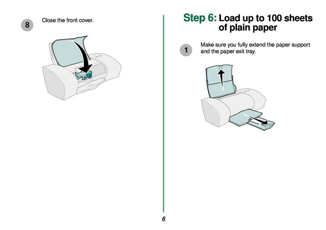 Lexmark Z35 Load up to 100 sheets of plain paper, Close the front cover, Make sure you fully extend the paper support 