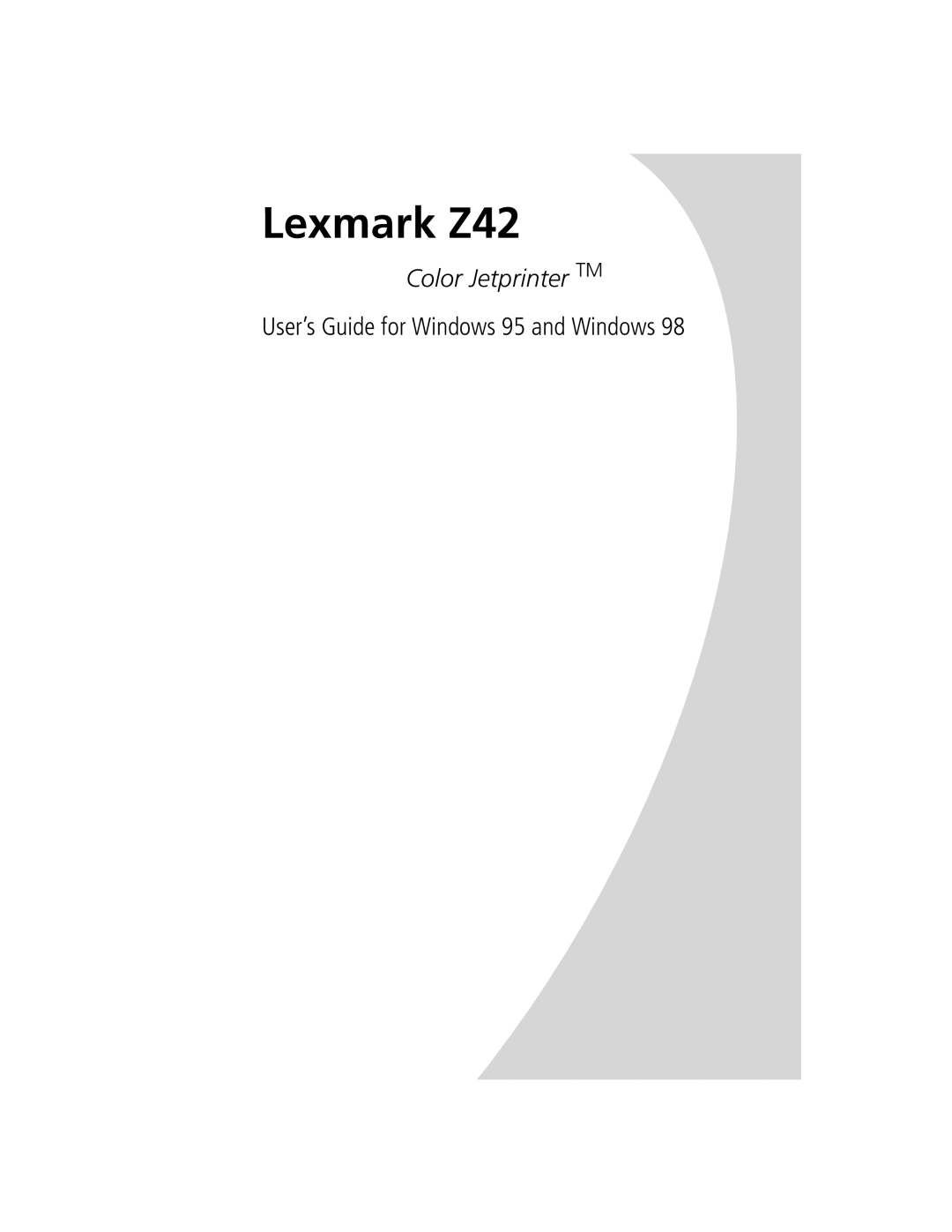 Lexmark manual Lexmark Z42, Color Jetprinter TM, User’s Guide for Windows 95 and Windows 