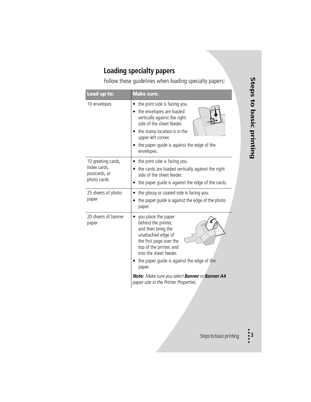 Lexmark Z42 manual Loading specialty papers, Follow these guidelines when loading specialty papers 