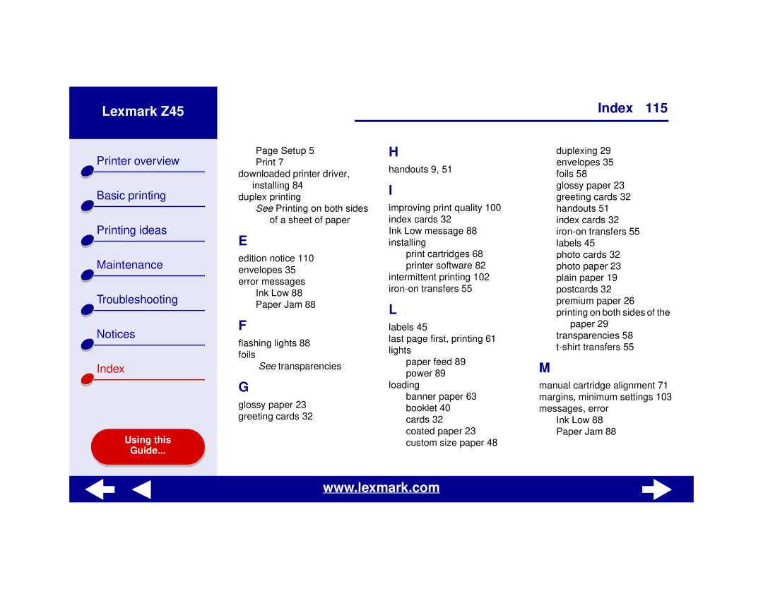 Lexmark manual Lexmark Z45 