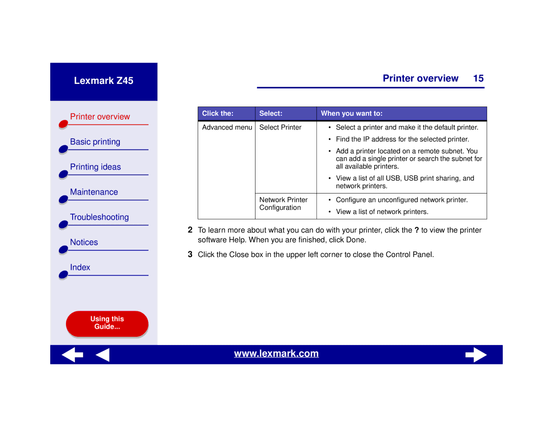 Lexmark manual Lexmark Z45 