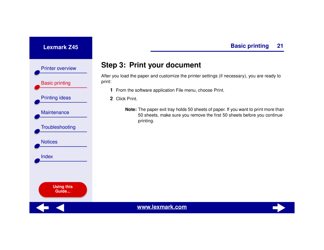 Lexmark Z45 manual Print your document 