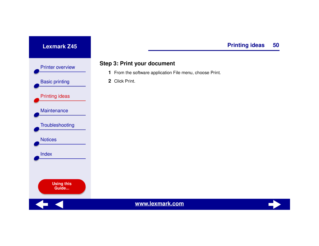 Lexmark Z45 manual Print your document 