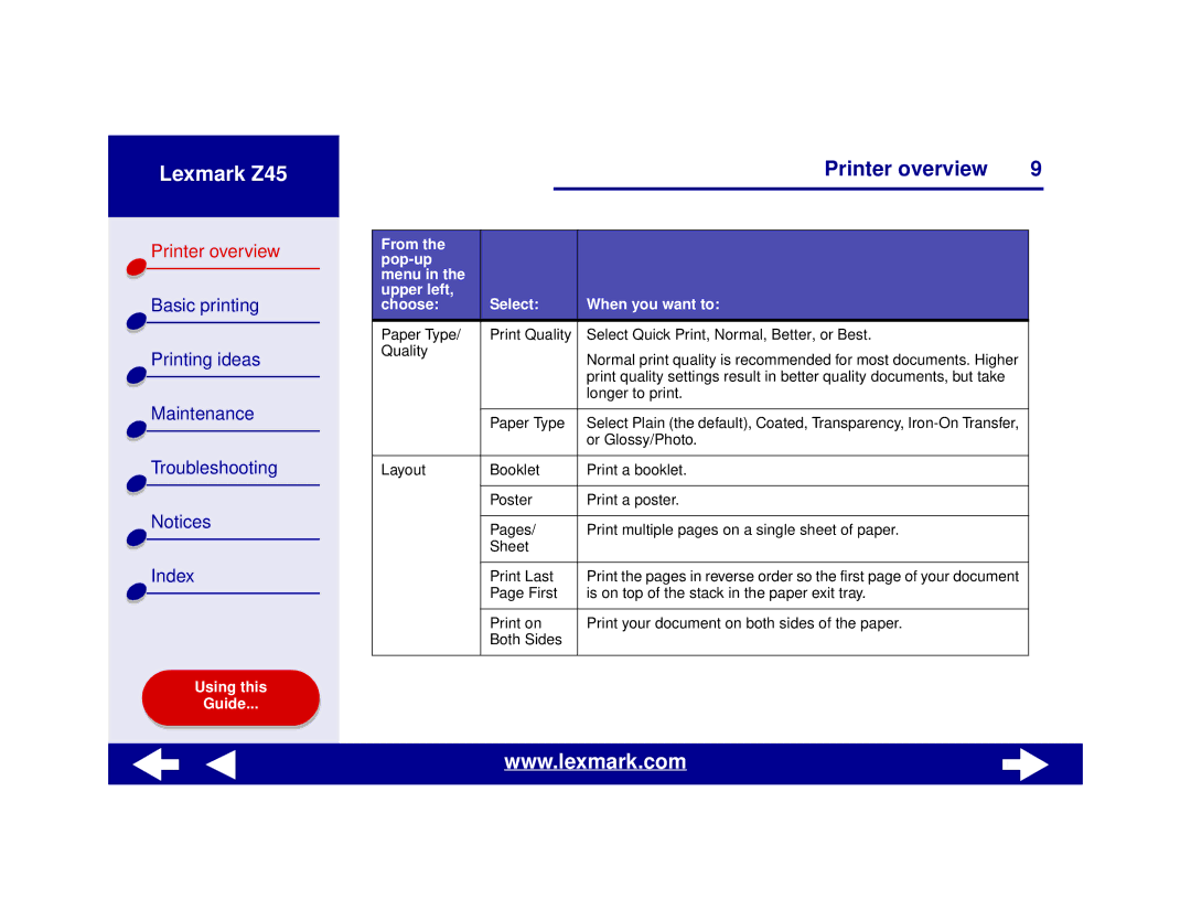 Lexmark manual Lexmark Z45 