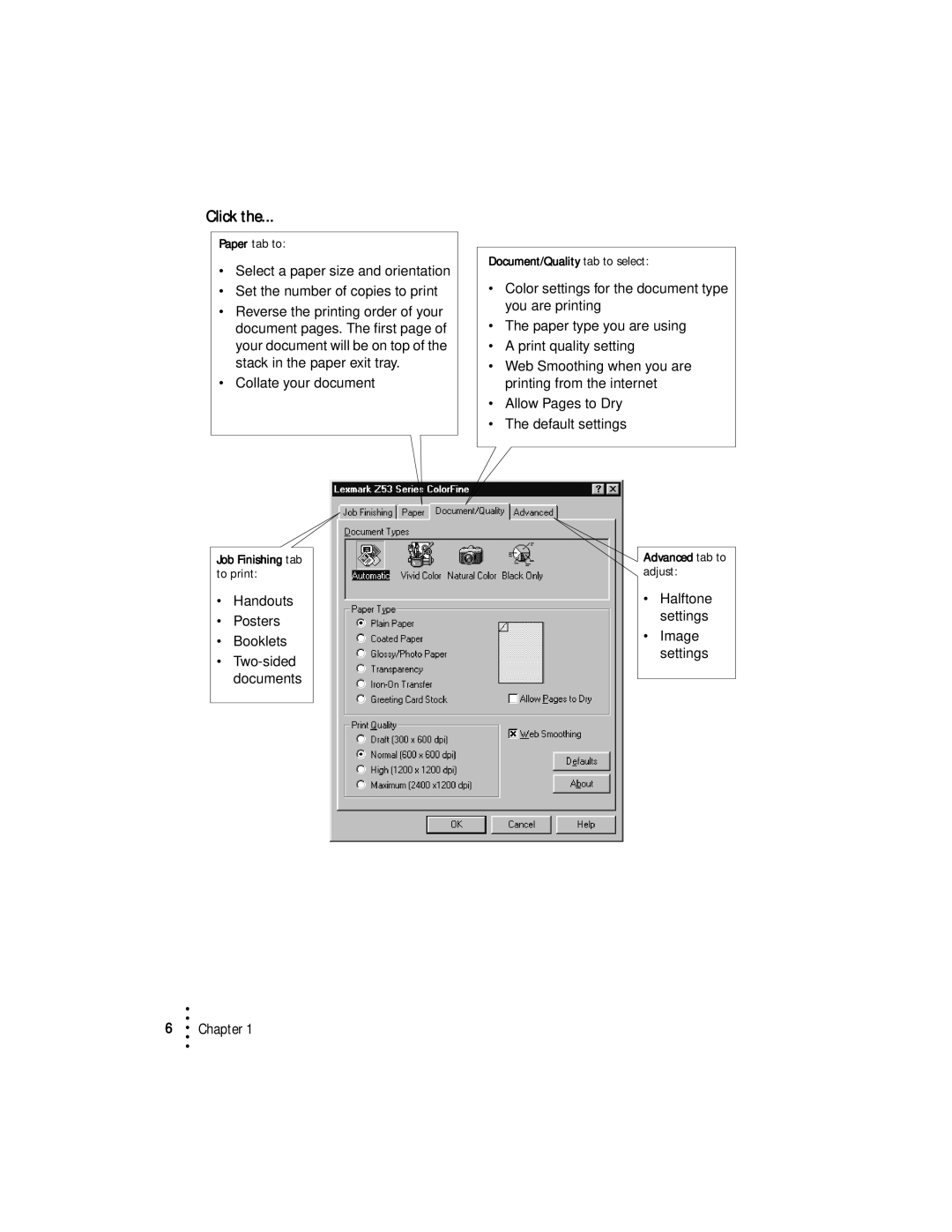 Lexmark Z53 manual Click 