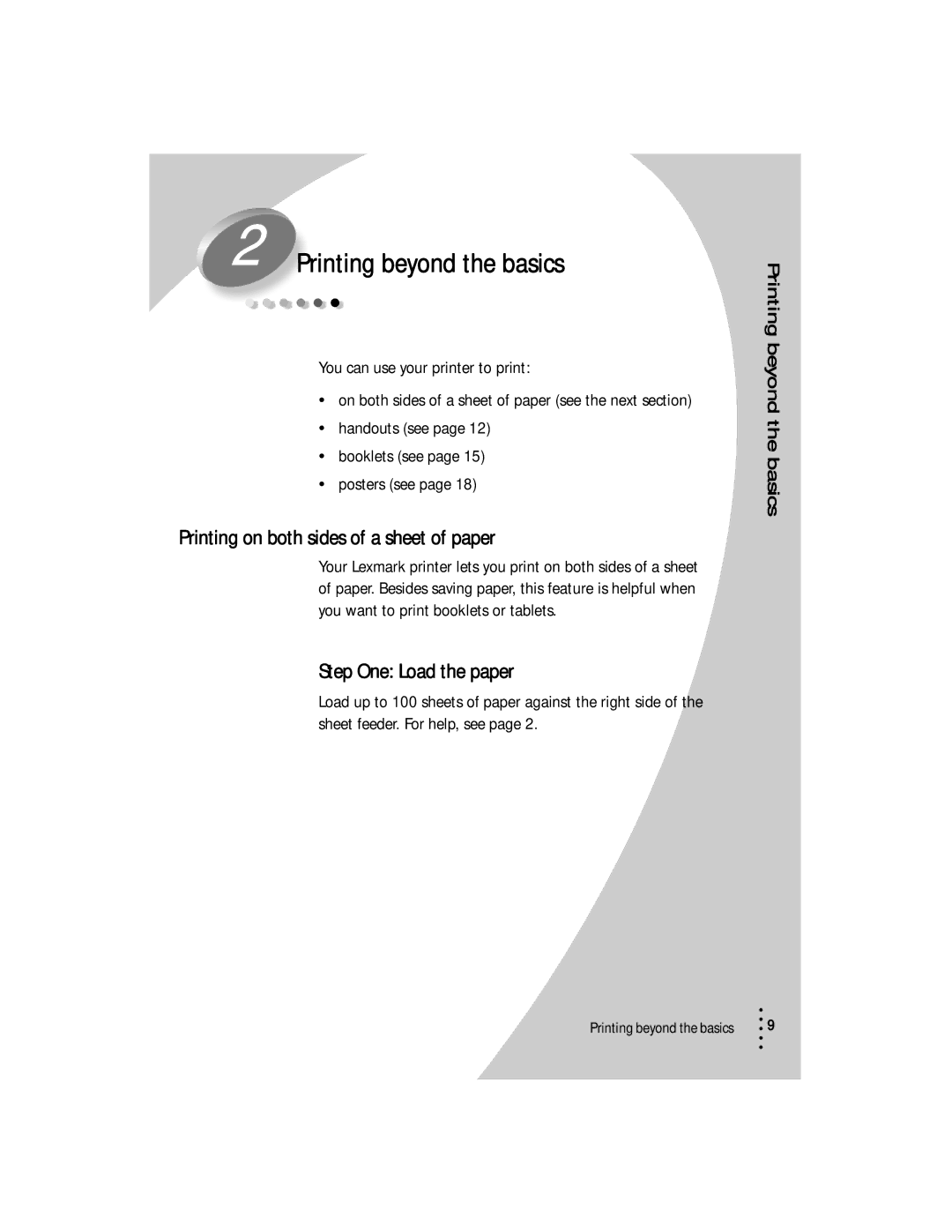 Lexmark Z53 Printing beyond the basics, Printing on both sides of a sheet of paper, You can use your printer to print 