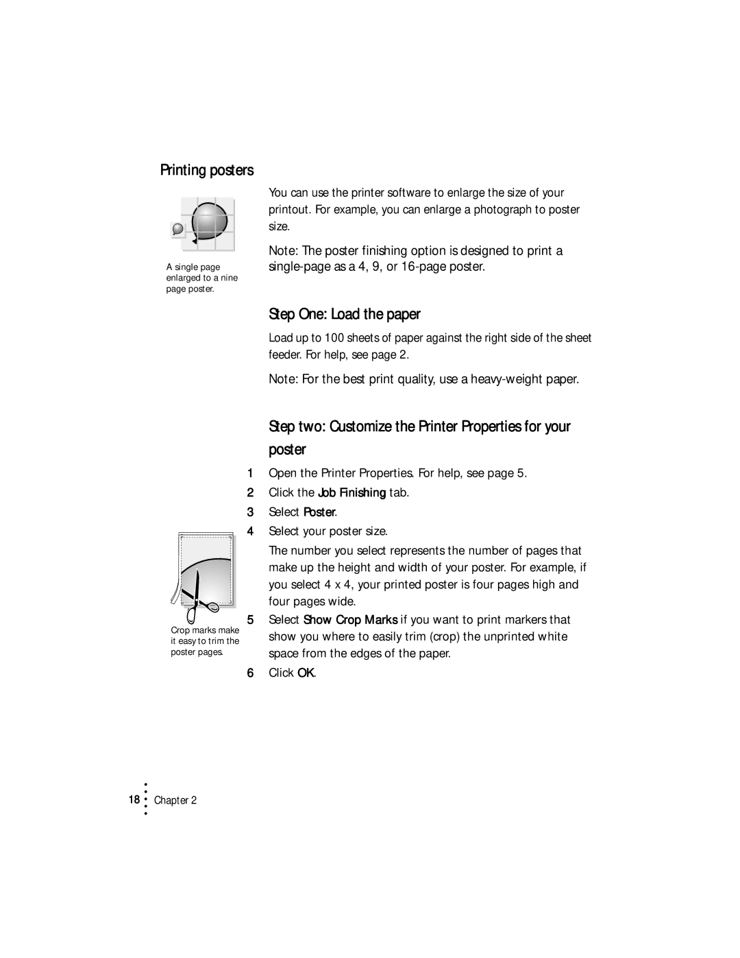 Lexmark Z53 manual Printing posters, Step two Customize the Printer Properties for your poster 