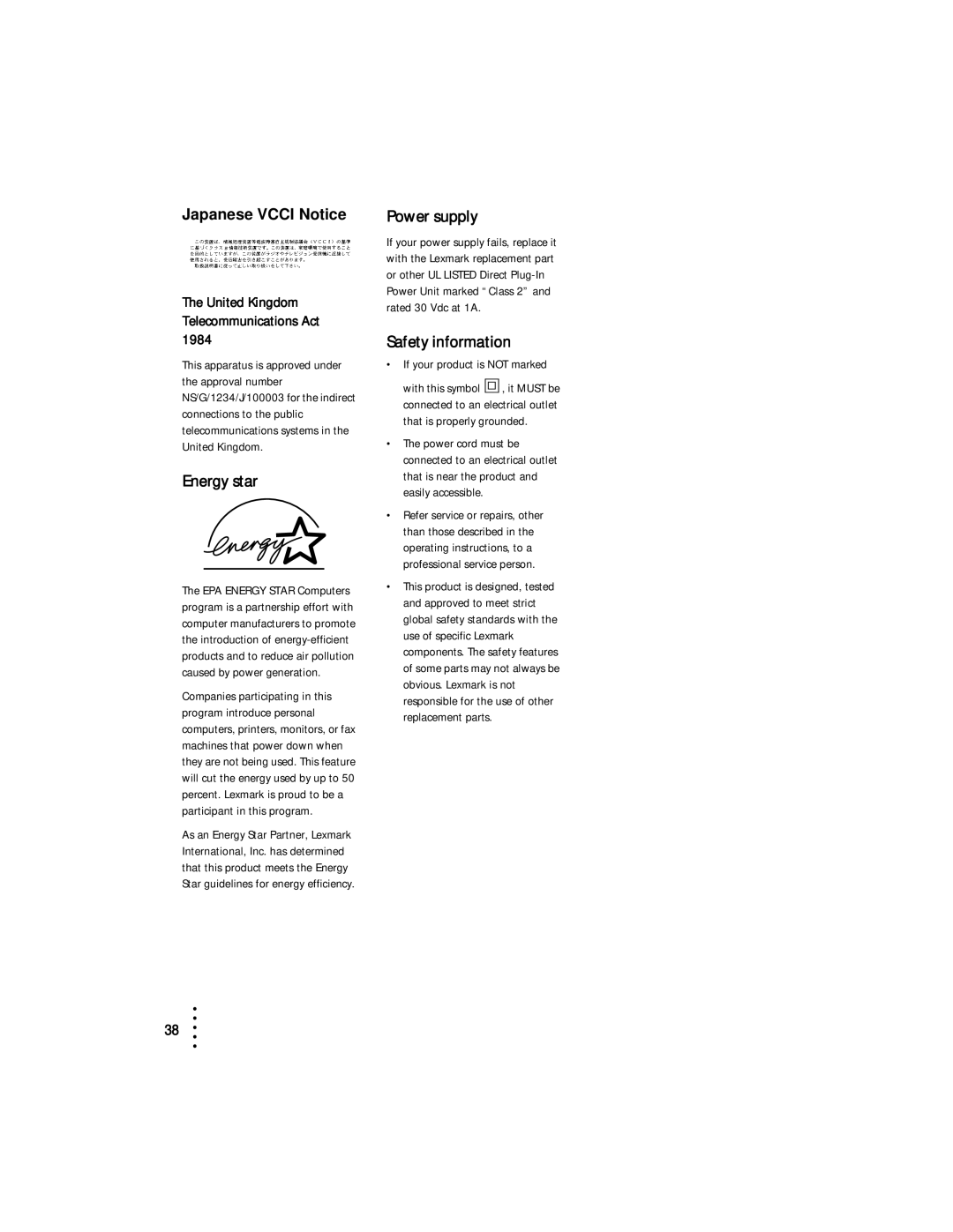 Lexmark Z53 manual Energy star 