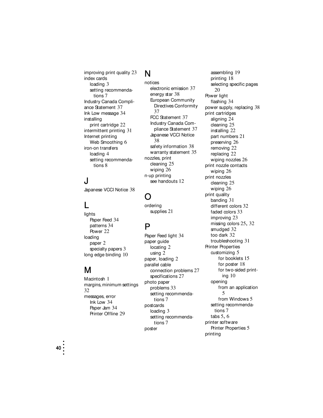 Lexmark Z53 manual Improving print quality 23 index cards Loading 