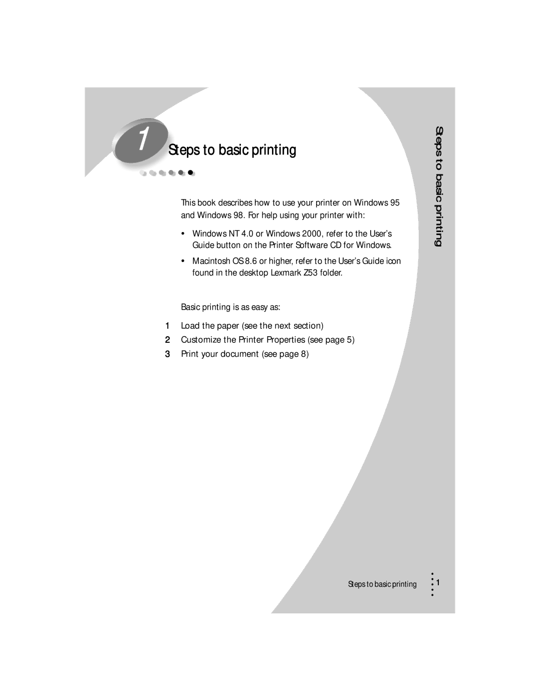 Lexmark Z53 manual Steps to basic printing 