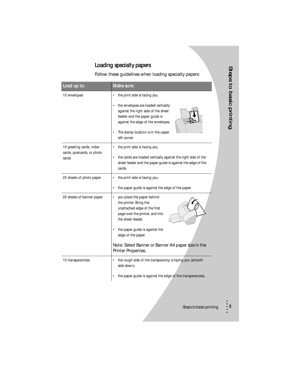 Lexmark Z53 manual Loading specialty papers, Follow these guidelines when loading specialty papers 