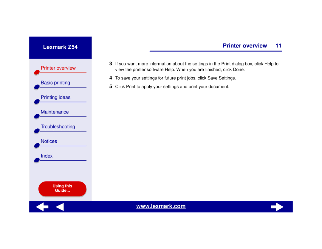 Lexmark manual Lexmark Z54 