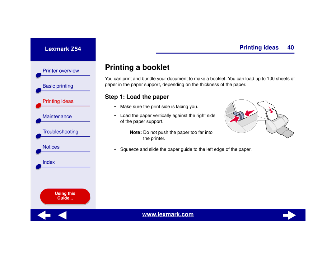 Lexmark Z54 manual Printing a booklet 